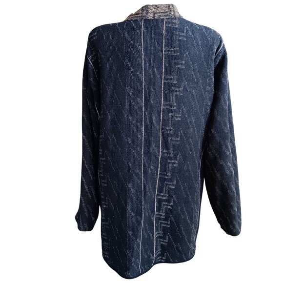 Vtg Womens Cardigan Jacket Maude Andrade Large Reversible Open Geometric Woven - Picture 3 of 7